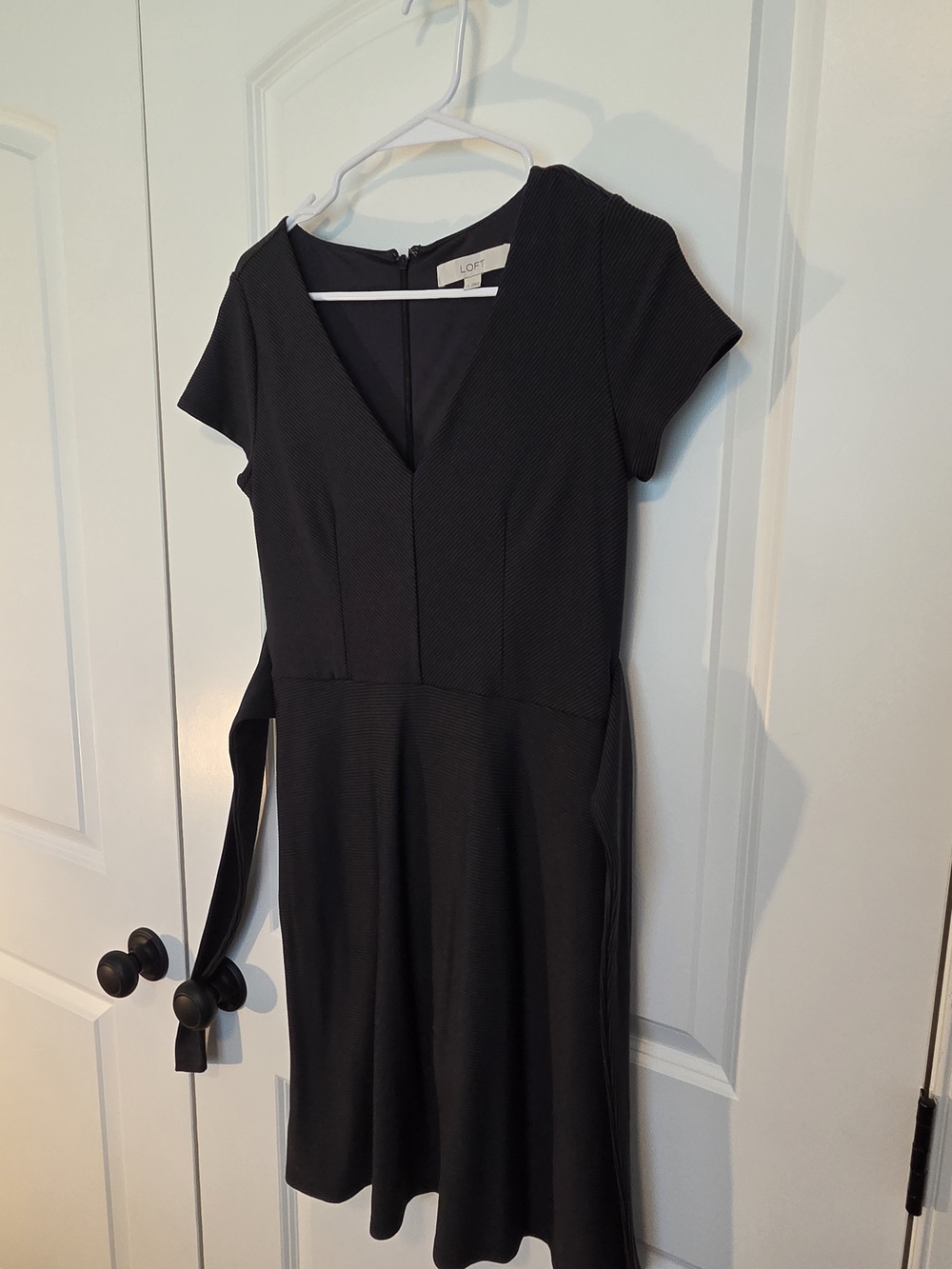 LOFT Textured V-Neck Fit-and-Flare Dress